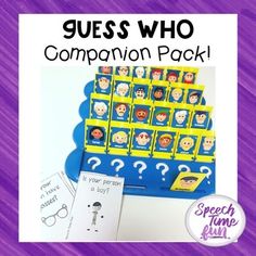 the guess who companion pack is shown with question cards and an image of people on it