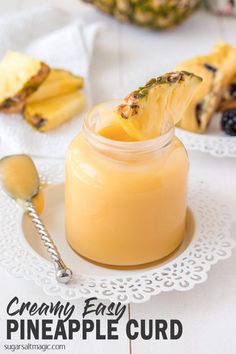 a pineapple curd in a small glass jar