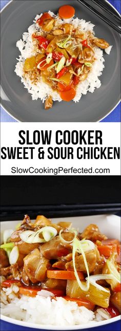 slow cooker sweet and sour chicken is an easy dinner recipe that's ready in less than 30 minutes