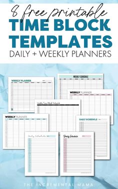 the printable time block templates for daily and weekly planners