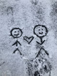 two people are drawn on the snow