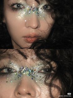 #makeupinspo #eyemakeup #birthdaymakeup #confetti Bedazzled Makeup, Silver Glitter Makeup, Glittery Makeup, Glittery Eye Makeup, Rhinestone Makeup, Rave Makeup, Fairy Makeup, Makeup Eye Looks