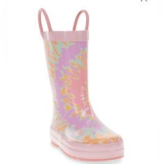 Brand New, Never Worn. Without Box. Color Is Tie Dye Dream Pink Non-slip Rain Boots With Round Toe, Cute Multicolor Spring Boots, Pink Playful Boots With Round Toe, Playful Pink Boots With Round Toe, Playful Pink Round Toe Boots, Cute Multicolor Round Toe Boots, Casual Pink Boots For School, Toddler Rain Boots, Kids Rain Boots