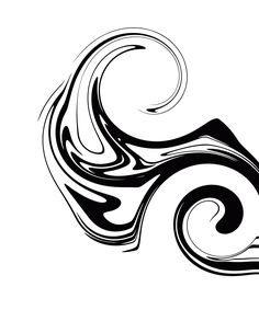 a black and white drawing of an abstract wave