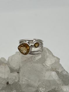 Abstract Citrine Ring, Size 6 1/2 Citrine is a joyful stone with bright energy which lights up many aspects of lives of those who work with it. It has energies of good fortune and good luck, though these may appear in unexpected ways. 925 Sterling Silver WWW.KARINSFORGOTTENTREASURES.COM Citrine Ring, Good Fortune, Rings Statement, Sterling Silber, Good Luck, Citrine, Statement Rings, Jewelry Rings, Ring Size