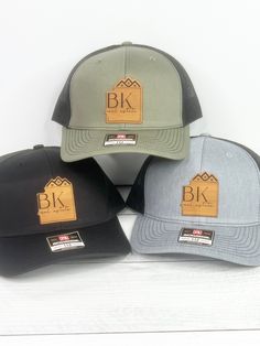 Enhance your company's image with our personalized logo hats! Choose from laser engraved or full color logo designs. We have a variety of hats for men, women, and youth. Create a unique product that represents your brand and helps increase brand awareness.  Design a product especially made for your company! Grow brand recognition. This listing is for one hat with a custom patch. We can do any design, shape and size. These are not limited to company hats! No job is too small or too big! We offer a large variety of hats! Check out our entire shop for all options! Kids, womens, foam hats, beanies and more!  https://www.etsy.com/shop/brimrosehatco SIZING (See photos) -  Richardson Youth - Adjustable Snapback Fits Most 3-7 Year Olds -6 3/8" - 7 5/8"  Richardson 112 - Adult Adjustable Snapback - Curved Bill Hat With Custom Logo, Customizable Outdoor Snapback Hat With Flat Bill, Customizable Flat Bill Snapback Hat For Outdoor, Snapback Hats With Custom Logo, Customizable Snapback Hat For Outdoors, Customizable Snapback Hat For Outdoor, Black Hat With Custom Logo And Curved Bill, Customizable Trucker Hat With Flat Brim For Outdoor, Black Curved Bill Hat With Custom Logo