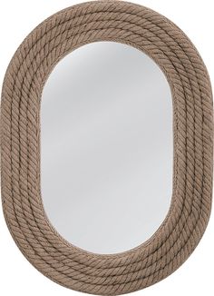 a round rope mirror hanging on a wall