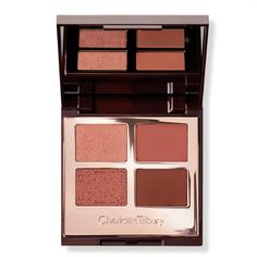 Charlotte Tilbury's Luxury Eyeshadow Palette Is A Four-Step Eyeshadow Quad With Buildable, Non-Creasing Formula And Pigmented Shades For Day To Night. Features Each Palette Contains Four Harmonious Eye Colors: Prime, Enhance, Smoke, And Pop. Create A Smooth Base For Your Eye Look Using The Prime Shade. Build Up Definition With Enhance. Add Drama With The Smoke Shade. Finish Your Dazzling Look With The Shimmer Pop Shade. The Collection Ranges From Bronze And Golden To Deep Reds And Purples, And C Luxury Eyeshadow Palette, Luxury Eyeshadow, Charlotte Tilbury Eyeshadow, Luxury Palette, Charlotte Tilbury Pillow Talk, New Eyeshadow Palettes, Charlotte Tilbury Makeup, Morphe Palette, Eye Palettes