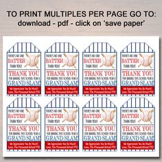 printable thank you for baseball fans to use on their mailboxes or bags