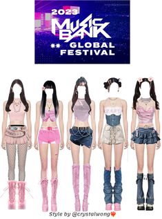 Festival Music Outfit, Fanmeeting Outfit, Kpop Concert Outfit Ideas, Pink In Concert, Cute Edgy Outfits, Meeting Outfit, Group Outfits, Idol Outfit