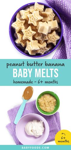 peanut butter banana baby melts recipe in a bowl and on a plate with spoon