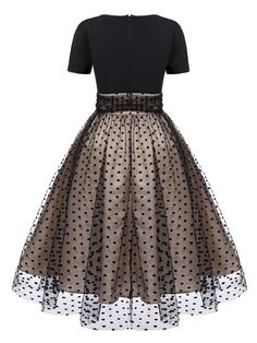 Black 1950s Polka Dot Swing Dress – Retro Stage - Chic Vintage Dresses and Accessories 1950s Style Polka Dot Party Dresses, Polka Dot 1950s Style Party Dress, 1950s Style Polka Dot Vintage Dress, Retro Polka Dot Dress For Evening, Retro Polka Dot Evening Dress, 1950s Style Polka Dot Knee-length Dress, Black Vintage Fit And Flare Dress, Retro Black Fit And Flare Dress, 1950s Style Black Knee-length Dress