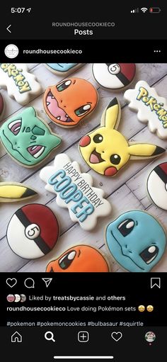 some pokemon cookies are on a table with the caption'i don't know what they are