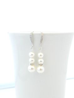 Pearl Bridal Earrings Pearl Wedding Earrings by Estylo Jewelry Pearl Wedding Earrings, Earrings For Bride, Classic Pearl Earrings, Pearl Bridal Earrings, Pearl Earrings Wedding, Bridal Earrings Pearl, Pearl Bridal, Naples Fl, Earrings Pearl