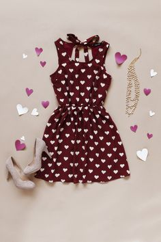 A delightful heart print makes this the perfect Valentine's Day dress! Valentines Day Dresses, Valentine Dress, Valentines Outfits, Valentine's Day Outfit, Holiday Dress, Dress Mini, Love Is In The Air, Dress Party, Mode Inspiration