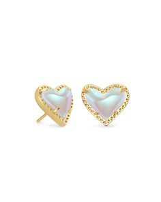 Women's Heart Shaped Stud Earrings Ari Heart Stud Earrings by Kendra Scott Calling all romantics! With its fun asymmetrical design, the Ari Heart Gold Stud Earrings are a fresh take on an old jewelry box favorite. Our prediction? It's only a matter of time before you fall in love with these studs. Shop more jewelry by Kendra Scott here! Details Heart shaped stud earrings Asymmetrical design Available in: Rose Quartz, Iridescent Drusy, Dichroic Glass, Black Drusy, Ivory Mother-of-Pearl or Light P Old Jewelry Box, Gold Heart Stud Earrings, Hoof Print, Gold Heart Studs, Matter Of Time, Kendra Scott Earrings, Heart Stud Earrings, Gold Stud Earrings, Old Jewelry