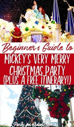 mickey's very merry christmas party with text overlaying the top and bottom