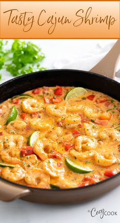 Shrimp in a skillet smothered in a creamy Cajun sauce. Easy Cajun Shrimp Recipes, Healthy Cajun Shrimp Pasta, Healthy Cajun Shrimp, Cajun Shrimp Pasta With Peppers, Cajun Shrimp Over Rice, Cajun Shrimp Recipe, Spicy Cajun Shrimp, Nola Recipes