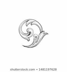 the letter g is made up of swirls and waves in black and white on a white background