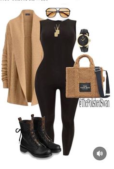 Mock Neck Jumpsuit Outfit, Grown Up Outfits Casual, Hairdresser Outfit Work Winter, Bodysuit And Cardigan Outfit, Black Bodysuit Outfit Ideas, Cat Suit Bodysuit Outfit, Body Suit Outfits Black Women, Dinner Night Outfit Classy Chic, Fall Fashion Outfits Casual