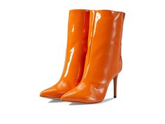 Schutz Maya - Women's Shoes : Bright Tangerine : Upgrade your footwear collection with the Schutz Maya Boots. Synthetic upper. Leather lining and insole. Pull-on style closure. Almond toe silhouette. Stiletto heel style. Leather outsole. Made in Brazil. Measurements: Heel Height: 3 1 2 in Weight: 11 oz Circumference: 12 1 2 in Shaft: 8 1 2 in Product measurements were taken using size 8.5, width M. Please note that measurements may vary by size. Weight of footwear is based on a single item, not Footwear Collection, Made In Brazil, Stiletto Heel, Women's Shoes, Heeled Boots, Stiletto Heels, Brazil, Heel Height, Almond