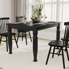 Upgrade the look of your dining room, kitchen, or commercial hospitality areas with the timeless style of this 47" solid wood dining table for 4. Crafted from solid wood with a 3/4 inch thick table top and 3" turned decorative legs, this dining table can hold up to 300 lbs. static weight making it ideal for commercial environments as well as everyday use in busy households. The water-resistant top stands up to liquids while the fixed plastic floor glides prevent damage to your hard flooring surf Rectangle Wood Dining Table, Wood Rectangle Dining Table, Dining Table For 4, Wood Bar Table, Kitchen Table Wood, Industrial Dining, Outdoor Table Settings, Rattan Dining Chairs, Solid Wood Dining Table