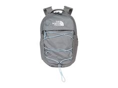 The North Face Borealis Mini Backpack - Backpack Bags : Zinc Grey Dark Heather/Powder Blue : When you need to pack light, The North Face Borealis Mini Backpack maximizes on advantageous features. Padded top handle design. Zippered closure. Padded, adjustable shoulder straps. External bungee-compression system offers more options for organization. One interior and one exterior zippered pockets. One internal slip pocket at back wall. Multi-use pockets on each side, externally. 100% nylon; Lining: The North Face Nylon Camping Bag, The North Face Nylon Backpack For Outdoor Activities, The North Face Backpack For Camping, Functional The North Face Backpack For Outdoor, The North Face Standard Backpack For Camping, Sporty The North Face Backpack For Outdoor Activities, The North Face Camping Backpack, The North Face Sports Backpack, Sporty The North Face Backpack For Outdoor