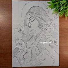 Drawing Series Ideas, Devi Illustrations, Devi Drawing, God Drawing, Pencil Drawing Images, Buddha Art Drawing, Pencil Drawings For Beginners, Boho Art Drawings, Canvas Art Quotes