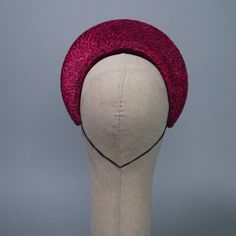 Blocked headband halo fascinator in magenta and black lurex devoré velvet. Materials: Devoré Velvet, Silk Jersey, Buckram, Millinery Wire Style: Halo Headband Attachment: Elastic Measurements: Height is 1.5 in (4 cm) Hat Box: 10 in How to Wear: Worn on top of head Ready to ship. As this is a fascinator, one size fits most. Please read FAQ's & Shop Policies before purchasing. Each Milli Starr hat is meticulously shaped and sewn by hand in my studio in Austin, Texas. Halo Fascinator, Headband Halo, Halo Headband, Hat Box, Austin Texas, Shop Policies, Fascinator, Hand Sewing, Halo