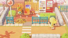 an animal crossing the street in front of a vending machine