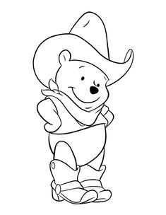 winnie the pooh with cowboy hat and boots on his feet coloring pages for kids