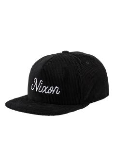 The bigger the cord, the better the look. This soft and sturdy corduroy snapback is all-inclusive. Combining relaxed vibes, instant size adjustability, proper dimensions and tasteful cursive, you’ll be staying in a five-star suite every time you put it on. Strapback Hats, Nixon, Staying In, Snapback Hat, All Inclusive, Snapback Hats, Street Wear, Black