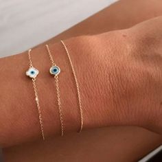 Gold Evil Eye Dainty Jewelry, Gold Dainty Jewelry With Evil Eye, Dainty Gold Evil Eye Jewelry, Dainty Yellow Gold Bracelet With Evil Eye, Dainty Yellow Gold Bracelet With Evil Eye Detail, Minimalist Gold Evil Eye Jewelry, Gold-plated Yellow Gold Evil Eye Bracelet, Delicate Chain Gold-plated Silver Bracelets, Dainty Gold Bracelets With Evil Eye