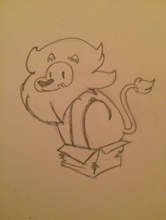 a drawing of a monkey sitting on top of a box