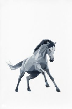 a white and black horse is galloping on its hind legs in front of a white background