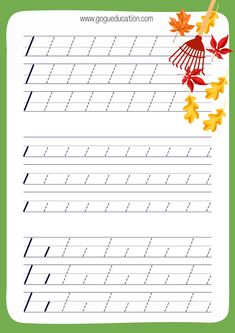 an autumn writing practice sheet with leaves