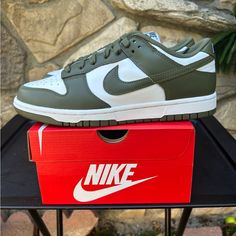 Brand New, With Box. Size: 8.5 Women’s / 7y Size: 8 Women’s / 6.5y Proof Of Purchase Available Nike Dunk Low Medium Olive, Streetwear Chic, Nike Sneakers Women, Size 8 Women, Sneaker Games, Nike Green, Nike Dunk Low, Sneaker Collection, Dunk Low