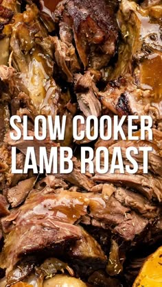 slow cooker lamb roast with text overlay