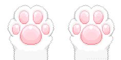 an animal paw is shown in pink and white