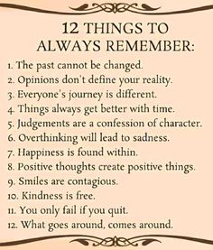 a sign that says 12 things to always remember