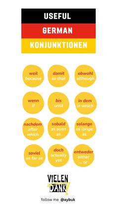 Useful German Konjuktionen / Almanca Bağlaçlar Russian Language Learning, Learning German