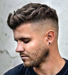 High Bald Fade with Short Messy Brush Up Mens Faux Hawk Fade Short, Messy Faux Hawk, Short Faux Hawk Men Fade, Fauxhawk Fade Men Faux Hawk, Fauxhawk Fade Men, Fohawk Haircut Fade, Hawk Hairstyle, Faux Hawk Men, Hawk Haircut