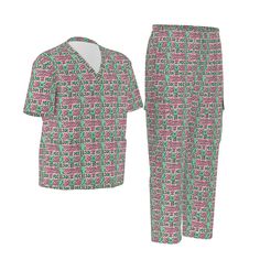 Elevate your professional attire with our Pink and Green AKA Sorority Themed Colors African Mud Cloth Print Nurse Uniform Set. This striking ensemble not only exudes style but also offers the durability and comfort you need for your demanding workday. Our sets feature a stylish V neckline that provides the perfect balance of professionalism and fashion-forward design. Crafted from Birdseye fabric (100% polyester), this set is known for its durability and ease of care. It's designed for washable, Pink V-neck Set For Work, Pink Short Sleeve Sets For Workwear, Pink V-neck Workwear Set, Scrubs Plus Size, Set Plus Size, Aka Sorority, Scrub Sets, Nurse Uniform, African Mud Cloth