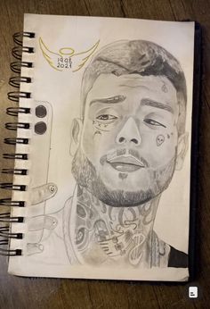 a drawing of a man with tattoos on his face