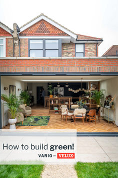 an open house with the words how to build green vario next to it