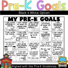 the pre k goal worksheet for students to practice their writing and spelling skills