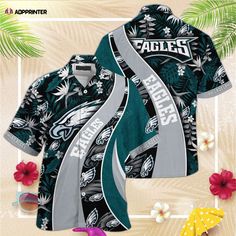 Philadelphia Eagles NFL Hawaiian Shirt Summer Fan Merchandise Tops, Tropical All Over Print Tops For Beach Season, Printed Tops For Summer Fan Merchandise, Philadelphia Eagles Logo, Eagles Logo, Eagles Nfl, Eagles Fans, The Eagles, Backyard Bbq