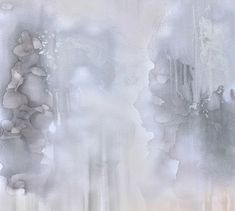 an abstract painting with white and gray colors