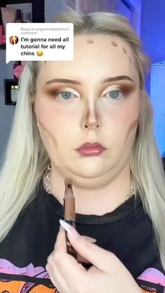 How to Contour a Double Chin 🤪 #makeup #makeuptutorial #makeuplooks #contour #contourqueen #contouring #makeupoftheday #motd #makeupideas… | Instagram Full Face Contour Makeup, Contour For Slimmer Face, Makeup For Flat Face, Contour Plus Size Face, Slim Face Contouring, Round Face Contouring For Beginners, Contouring And Highlighting For Beginners, Contour For Thinner Face, Contour With Freckles