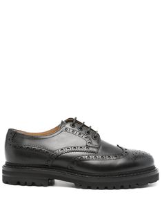 black calf leather smooth grain front lace-up fastening perforated design round toe branded leather insole rubber sole Business Lace-up Shoes With Round Toe And Perforations, Black Brogue Lace-up Shoes For Derby, Classic Leather Lace-up Shoes With Perforated Toe Box, Classic Lace-up Leather Shoes With Perforated Toe Box, Classic Black Lace-up Shoes With Perforated Toe Box, Black Derby With Leather Sole In Calf Leather, Black Derby With Calf Leather And Leather Sole, Black Derby Shoes With Calf Leather And Leather Sole, Classic Black Calf Leather Lace-up Shoes